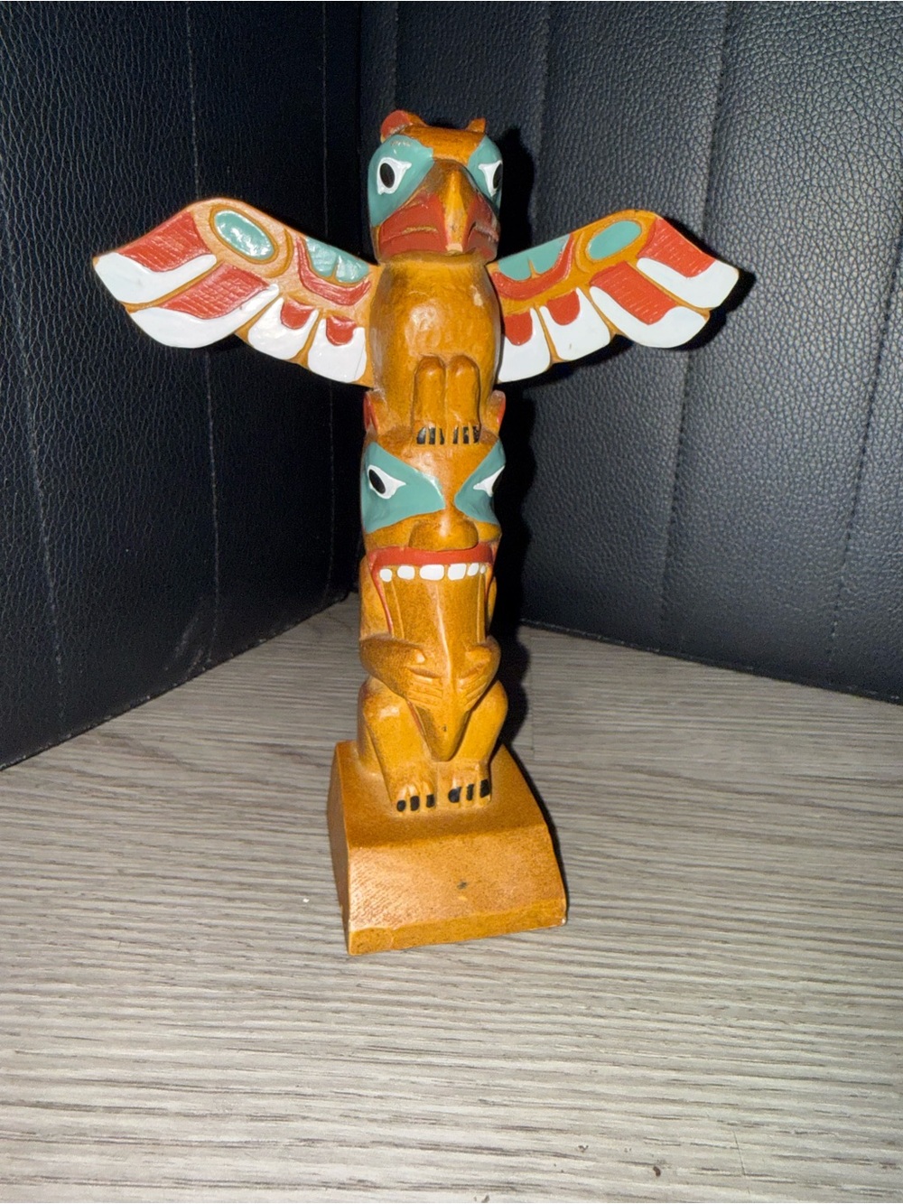 Hand-Painted Orange Totem Pole Accent Statue - Home Accents